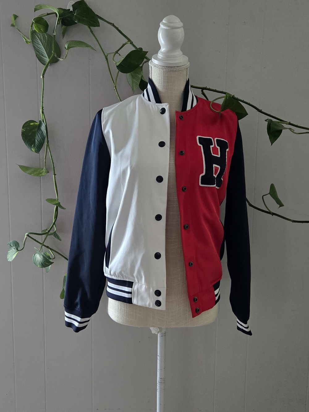 Tommy Hilfiger Red, White & Navy Colorblock Varsity Jacket